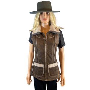 NWT KUHL Womens Dani Sherpa Vest Italian Faux Leather Shearling S Brown MSRP$219